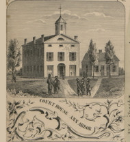 Court House, Ann Arbor, Michigan 1856 Old Town Map Custom Print - Washtenaw Co.