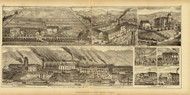 Residences of Robert Clark and L. Spence, L. Spence's Machine & Threshing Works, Wheeling Iron Works, Store of A.F. Bray & Store & Planning Mill of James Stone, 1877 - Upper Ohio River and Valley Atlas - Old Map Custom Reprint - USA Regional 86, 87