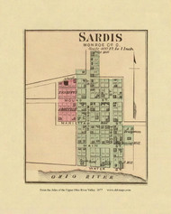 Sardis, Ohio, 1877 - Upper Ohio River and Valley Atlas - Old Map Custom Reprint - USA Regional 94 95