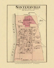 Sistersville, Ohio, 1877 - Upper Ohio River and Valley Atlas - Old Map Custom Reprint - USA Regional 98 99
