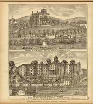 Residence of W.H. Mooney & Steubenville Female Seminary, 1877 - Upper Ohio River and Valley Atlas - Old Map Custom Reprint - USA Regional 105