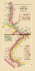 Upper Ohio River and Valley Part 11 - 173 to 193 Miles Below Pittsburgh, Cedarville, Ohio and Lauchport and Newport Villages, West Virginia, 1877 - Upper Ohio River and Valley Atlas - Old Map Custom Reprint - USA Regional 114, 115