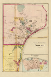 Third and Fourth Wards of Pomeroy, Ohio and Mason City, West Virginia, 1877 - Upper Ohio River and Valley Atlas - Old Map Custom Reprint - USA Regional 140