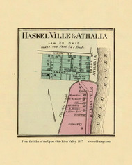 Hakelville & Athalia, Ohio, 1877 - Upper Ohio River and Valley Atlas - Old Map Custom Reprint - USA Regional 169