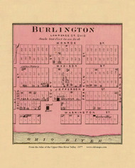 Burlington, Ohio, 1877 - Upper Ohio River and Valley Atlas - Old Map Custom Reprint - USA Regional 186 187