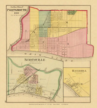 Town of Portsmouth and Sciotoville and Haverhill Villages, Ohio, 1877 - Upper Ohio River and Valley Atlas - Old Map Custom Reprint - USA Regional 192
