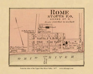 Rome, Ohio, 1877 - Upper Ohio River and Valley Atlas - Old Map Custom Reprint - USA Regional 198 199