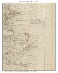 Cape Cod & Shoreline 1734 Southack - Old Map Custom Print