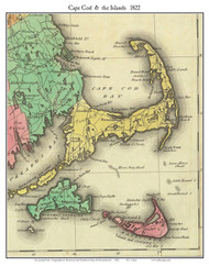 Cape Cod & Islands 1822 Carey - Old Map Custom Print