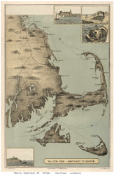 Cape Cod 1885 Wheeler Balloon View - Old Map Reprint