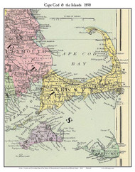Cape Cod & Islands 1890 Mitchell - Old Map Custom Print