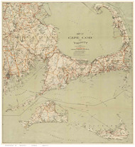 Cape Cod 1909 Walker - Old Map Reprint