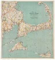 Cape Cod and the Islands 1917 Walker - Old Map Reprint