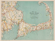 Cape Cod and Vicinity 1917 - Walker - Horizontal - Old Map Reprint