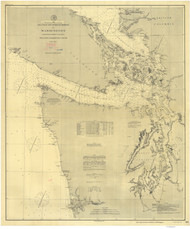 Grays Harbor to Olympia 1888 Nautical Map Reprint 6400 Washington - Big Area 1890s
