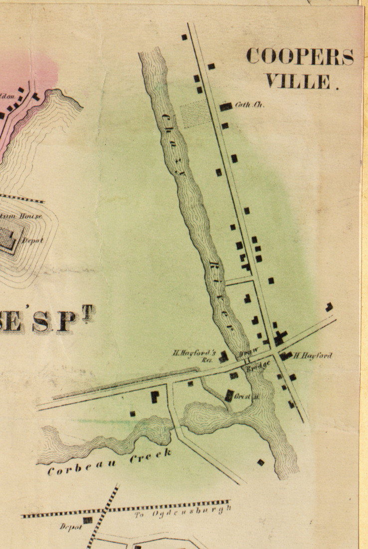 Coopersville, Champlain, New York 1856 Old Town Map Custom Print
