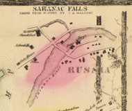Russia, Saranac, New York 1856 Old Town Map Custom Print - Clinton Co.