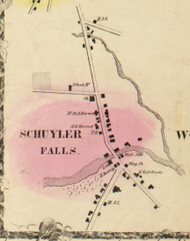 Schuyler Falls Village, Schulyer Falls, New York 1856 Old Town Map Custom Print - Clinton Co.