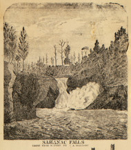 Sarana Falls, Saranac, New York 1856 Old Town Map Custom Print - Clinton Co.