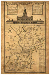 Philadelphia 1752 - Statehouse - Old Map Reprint PA Cities