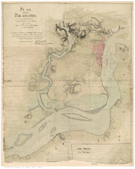 Philadelphia 1778 - Mud Island - Old Map Reprint PA Cities