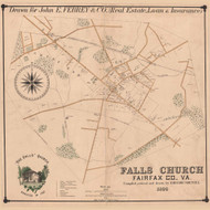 Falls Church 1890 -  - Old Map Reprint - Virginia Cities
