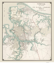 Norfolk 1921 -  - Old Map Reprint - Virginia Cities