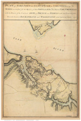 Yorktown 1781 - Hills - Old Map Reprint - Virginia Cities