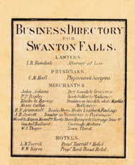 Swanton Falls Business Directory, Vermont 1857 Old Town Map Custom Print - Franklin Co.