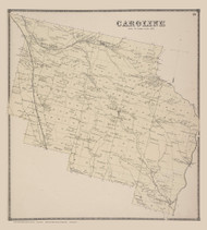 Caroline 19, New York 1866 - Old Town Map Reprint - Tompkins Co. Atlas