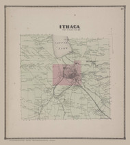 Ithaca 39, New York 1866 - Old Town Map Reprint - Tompkins Co. Atlas