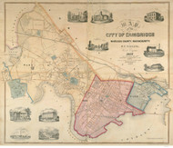 Cambridge 1854 - Old Map  Middlesex County - Massachusetts Cities Other
