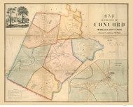 Concord 1852 - Old Map  Middlesex County - Massachusetts Cities Other