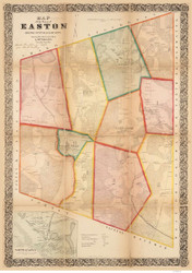 Easton 1855 - Old Map  Bristol County - Massachusetts Cities Other