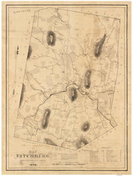 Fitchburg 1830 - Old Map  Worcester County - Massachusetts Cities Other