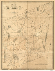 Holden 1832 - Old Map  Worcester County - Massachusetts Cities Other