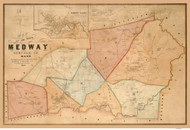 Medway 1852 - Old Map  Norfolk County - Massachusetts Cities Other