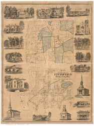 Pittsfield 1855 - Old Map Reprint Berkshire County - Massachusetts Cities Other