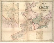 Quincy 1857 - Old Map  Norfolk County - Massachusetts Cities Other