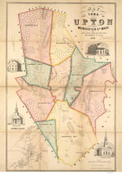 Upton 1851 - Old Map  Worcester County - Massachusetts Cities Other