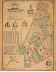 Wrentham 1851 - Old Map  Norfolk County - Massachusetts Cities Other