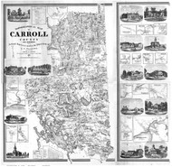 Carroll County New Hampshire - BW - 1861 - County Wall Map  - Old Map Reprint