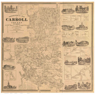 Carroll County New Hampshire - Color - 1861 - County Wall Map  - Old Map Reprint
