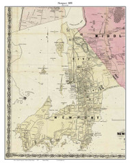 Newport 1870 Dame & Ware - Old Map Custom - Rhode Island Cities