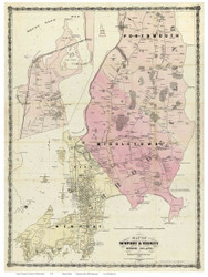 Newport 1870 Dame & Ware - Old Map Reprint - Rhode Island Cities