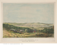 Keene, New Hampshire ca1850 Color Bird's Eye View - Old Map Reprint