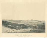 Keene, New Hampshire ca1850 Tint Bird's Eye View - Old Map Reprint