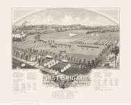 Encampment of First Brigade - Augusta, Maine 1885 Bird's Eye View