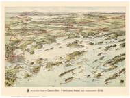 Casco Bay, Maine 1906 Bird's Eye View
