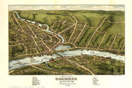 Gardiner and Pittston, Maine 1878 Bird's Eye View